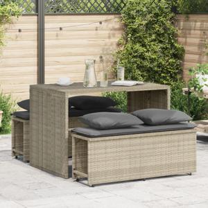 3-delige Tuinset met kussens poly rattan lichtgrijs