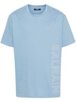 Balmain t-shirt en coton à logo embossé - Bleu