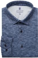 Desoto Slim Fit Jersey shirt donkerblauw, Effen - thumbnail