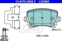 Remmenset, remschijf ATE, Remschijftype: Massief, Inbouwplaats: Achteras: , u.a. für Seat, VW, Skoda, Audi