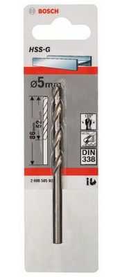 Bosch Accessories 2608585922 HSS Metaal-spiraalboor 5 mm Gezamenlijke lengte 86 mm Geslepen DIN 338 Cilinderschacht 1 stuk(s)