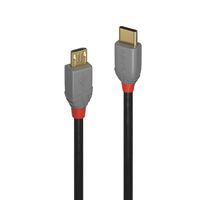 Lindy 36891 1m USB C Micro-USB B Mannelijk Mannelijk Zwart, Grijs USB-kabel