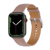 By Qubix - Luxe leren bandje - Oudroze - Compatible met Apple Watch 44mm / 45mm / 46mm / 49mm - Compatible Apple watch bandjes