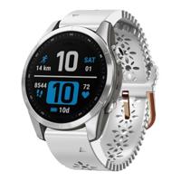 By Qubix - Flower siliconen bandje - Wit - Compatible met Garmin Fenix 7s/6s/5s / Instinct 2s / Epix Pro Gen 2 (42mm) - Compatible Garmin bandje - Bandbreedte: 20mm