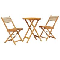 vidaXL 3-delige Bistroset polypropeen en massief hout beige, loungeset, loungeset tuin, loungeset buiten, tuinset, terrasset, tuinset lounge