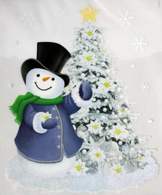 Peha sticker sneeuwpop en kerstboom 28,5 x 34,5 cm PVC