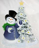Peha sticker sneeuwpop en kerstboom 28,5 x 34,5 cm PVC