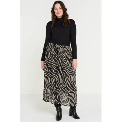 Kaffe Curve rok met zebraprint zwart
