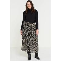 Kaffe Curve rok met zebraprint zwart