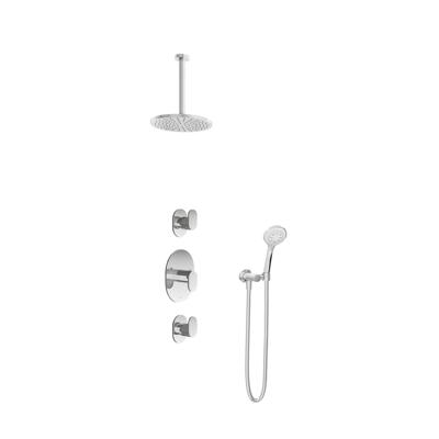 Hotbath Get Together doucheset met 2 stopkranen met 3 standen-handdouche, 30 cm plafondbuis, 20 cm hoofddouche, geborsteld nikkel