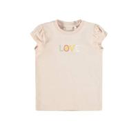 NAME IT BABY baby T-shirt Jessica met tekst en plooien zalmroze