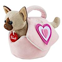 Trudi knuffelkat in tas meisjes 29 cm pluche roze/bruin