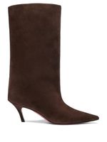 Amina Muaddi cuissardes Fiona 60 mm en daim - Marron