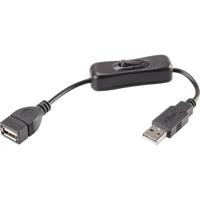 Renkforce USB 2.0 Verlengkabel [1x USB-A 2.0 stekker - 1x USB 2.0 bus A] Incl. aan/uitschakelaar, Vergulde steekcontacten