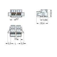 WAGO 2734-104/037-000 Female behuizing (kabel) 2734 Totaal aantal polen: 4 Rastermaat: 3.50 mm Inhoud: 100 stuk(s)