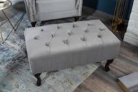 Chesterfield voetenbank 80cm zilvergrijs met knoopstiksels en klinknagels - 39850