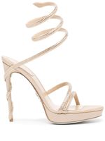 René Caovilla Margot 120mm crystal-embellished sandals - Tons neutres