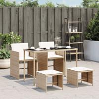 5-delige Tuinset met kussens poly rattan beige - thumbnail