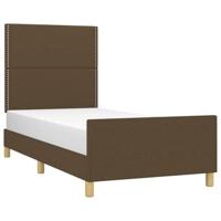 vidaXL Bedframe met hoofdbord stof donkerbruin 80x200 cm