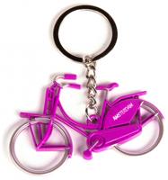 Matix sleutelhanger Amsterdam fiets 7 cm staal fuchsia