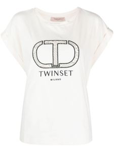 TWINSET t-shirt en coton à logo brodé - Tons neutres