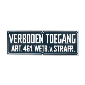 1x Verbodsbordje verboden toegang 12 x 35 cm blauw/wit kunststof   -