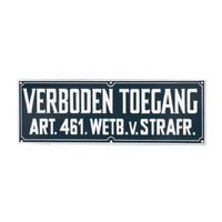 1x Verbodsbordje verboden toegang 12 x 35 cm blauw/wit kunststof   -