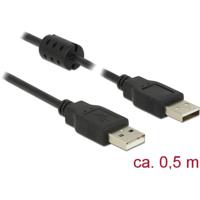 Delock USB-kabel USB 2.0 USB-A stekker, USB-A stekker 0.50 m Zwart Met Ferrietkern 84888 - thumbnail