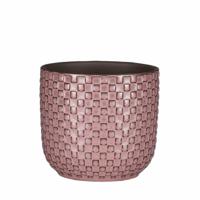 Mica Decorations Plantenpot - keramiek - roze - 12 x 11 cm   - - thumbnail