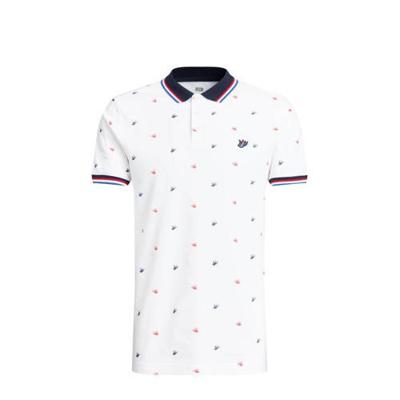 WE Fashion slim fit polo met all over print wit