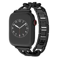 By Qubix - Metalen quick-release ketting band - Zwart - Compatible met Apple watch 44mm / 45mm / 46mm / 49mm - Compatible Apple watch bandjes