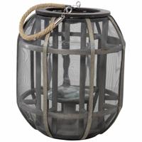 Houten Lantaarn/windlicht Lock 25 X 29 Cm - Windlichten