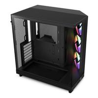 NZXT H6 Flow RGB | CC-H61FB-R1 | Compacte Mid-Tower kast met twee kamers | Inclusief 3 x 120mm RGB ventilatoren | Panoramisch glazen panelen | Hoogwaardige luchtstroompanelen | Zwart