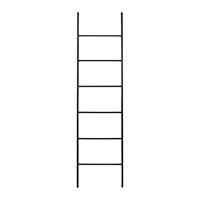 QUVIO Decoratie ladder - Decoratieve ladder - Handdoekladder - Wandrek - Kledingrek - Vrijstaand - Voor binnen - Decoratieve accessoires - Industrieel - Zwart - Metaal - 171 x 41,5 cm