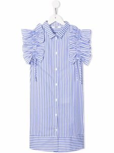 MSGM Kids robe-chemise à rayures - Bleu