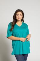 Ulla Popken T-shirt, relaxed, V-hals, zijsplitten - Grote Maten