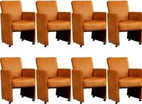 Set van 8 Cognac leren moderne eetkamerfauteuils Elegant - Kenia Leer Cognac (cognac leer) - thumbnail