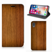 Apple iPhone Xr Book Wallet Case Donker Hout - thumbnail