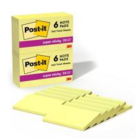 Afneembare Post-it Super Sticky Notes Pad 90 vel 76 x 127 mm Ref 655–12sscy [Pack 12] – kanariegeel