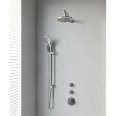 Regendoucheset Inbouw Muur Brauer 20cm Rond Geborsteld Nikkel PVD 3 Greeps Thermostaatkraan Glijstang en Handdouche