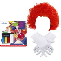 Clown verkleed set volwassenen - Pruik/schmink/handschoenen - thumbnail