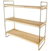 Keukenrek/opbergrek/aanrecht organizer - goud - 40 x 16 x 40 cm - hout/metaal