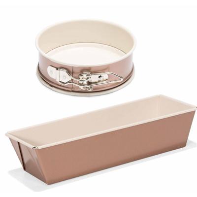 Set Van 2x Rose Gouden Bakvormen Voor Cake En Taart 25 En 12 Cm - Cakevormen