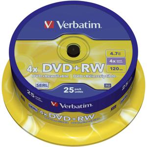 Verbatim 43489 DVD+RW disc 4.7 GB 25 stuk(s) Spindel Herschrijfbaar