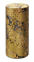 Tokyo Design Studio - Roestvrij stalen Theeblik - Gouden Bloemen - 7.4x15.5cm 200gr - thumbnail