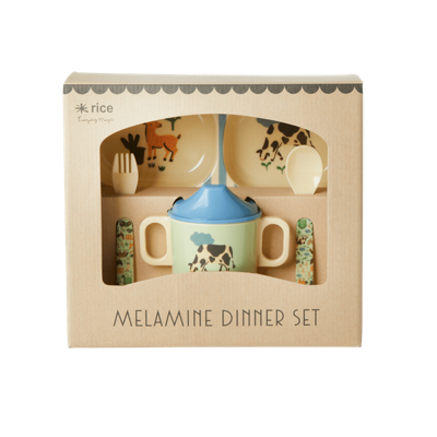Rice - Melamine Baby Dinner Set in Gift Box Blue