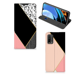 Xiaomi Poco M3 | Redmi 9T Stand Case Zwart Roze Vormen