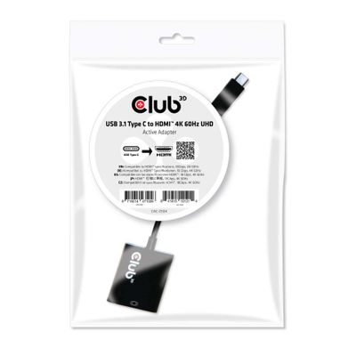 club3D CAC-2504 USB Adapter [1x USB 3.2 Gen 2 stekker C (USB 3.1) - 1x HDMI-bus] Zwart