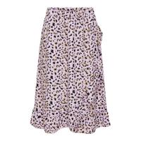ONLY wikkelrok ONLANASTASIA met all over print en volant lila/zwart/bruin