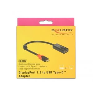 DeLOCK 63928 video kabel adapter 0,2 m USB Type-C DisplayPort 20 pin Zwart, Rood